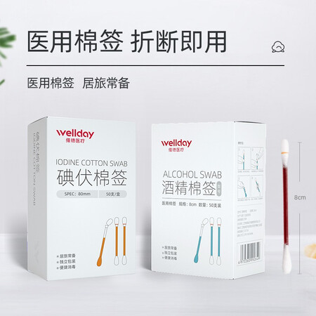 老司机解密维德（WELLDAY）一次性医用碘伏酒精消毒棉棒50支盒  双头独立包装日常清洁使用心得如何？使用两周感受分享！