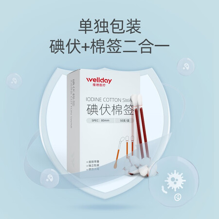 好纠结维德（WELLDAY）一次性医用碘伏酒精消毒棉棒50支盒  双头独立包装日常清洁评测划算不？看看大家怎么说的！