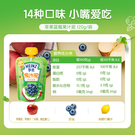 口碑解密亨氏 (Heiz) 苹果蓝莓水果泥120g（婴儿辅食 初期-36个月适用）评价怎样？交流两周心得分享！
