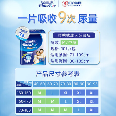 良心评测体验安而康（Elderjoy）长效干爽成人纸尿裤M10片 老人产妇尿不湿夜用透气真实感受评测？内幕测评吐槽！