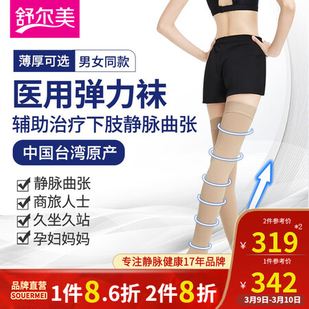 入手参考一下舒尔美 静脉曲张弹力袜医用辅助治疗型一二级压力男女同使用评测真的好吗？交流三周感受分享！