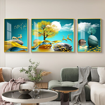 使用分析倍思家 现代简约客厅装饰画轻奢大气沙发背景墙壁画北欧抽象麋鹿三联挂值不值的买？看看三星期经验分享！