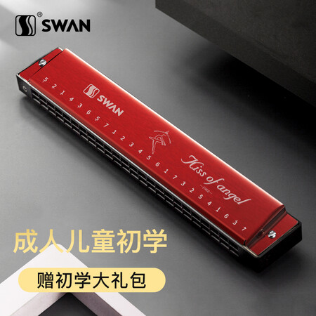 综合揭秘天鹅（SWAN）口琴儿童学生初学者高级成人男女24孔专业复音c调演奏比赛乐器质量是不是很好？吐槽二个月经验分享！