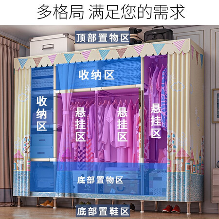 内幕吐槽索尔诺（SuoEruo） 布衣柜简易衣柜大号家用出租房卧室衣柜收纳组合宿舍寝是不是可以？老铁真实体验感受！