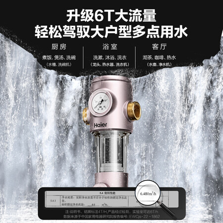 大家体验海尔（Haier）xa0海尔（Haier）前置过滤器6T家用净水器40微米精滤实时是否值得买？真实感受咋样！！