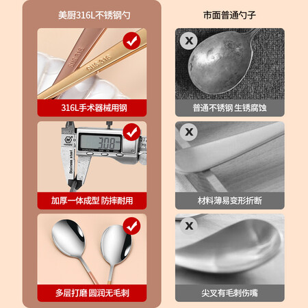 达人分析美厨316不锈钢勺子真实使用感受？告知两周真相分享！