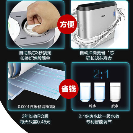 海尔净水器 1.5升分600G即滤无桶直饮机HRO6H22-4怎么样?口碑如何?