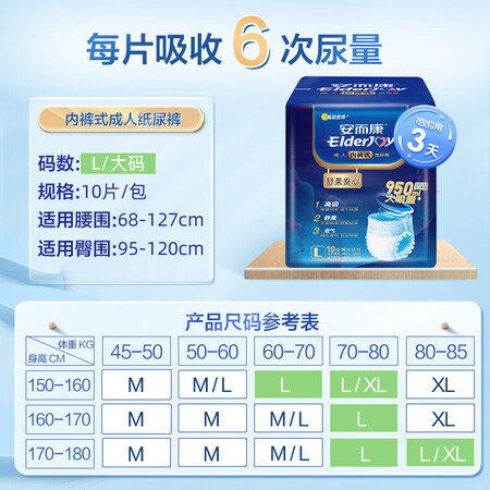 口碑感受安而康（Elderjoy）舒柔安心成人拉拉裤L10片 安尔康产是不是可以？消费者用后感受如何？！