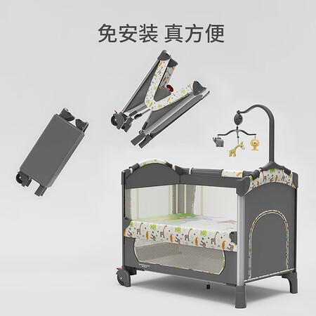 分析实情爆料VALDERA瓦德拉 婴儿床多功能可折叠宝宝床便携式床儿童床bb床可拼接 长颈鹿真实体验爆料？多比比就没错！！