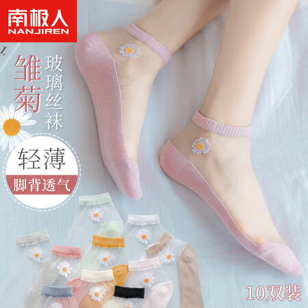 大家使用提醒南极人袜子女士袜子舒适棉袜透气女袜休闲船袜春夏玻璃丝百还不错吗？质量合格吗，！