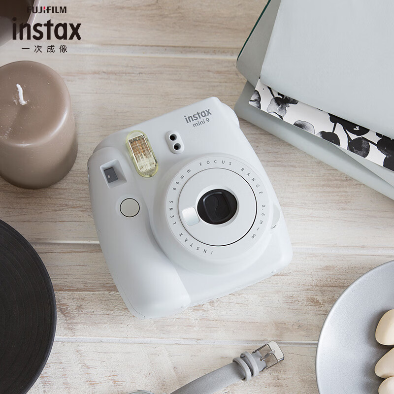 富士instax立拍立得一次成像相机mini9烟灰白