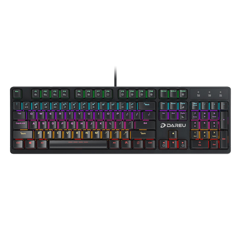 达尔优(dareu)dk100 104键有线混光游戏机械键盘 黑色黑轴 绝地求生
