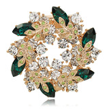 海雯妮 衣角T恤下摆打结扣 胸针丝巾扣两用胸花女别针饰品围巾扣人造水晶配饰花朵 小号两用丝巾扣-绿色【直径3.7cm】