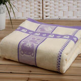 沐凡（mufan）毛巾被纯棉单人双人提花加厚盖毯四季全棉居家毯学生空调毯子 房子小熊紫色 180*220cm