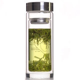 富光 健牌悠品水晶工艺玻璃杯702-320双层杯子 带盖男女320ml茶杯 透明 水杯