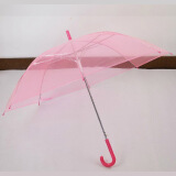 强迪透明伞 成人伞糖果色雨伞 加厚PVC长柄伞 直柄伞 公主伞 手柄加粗 粉色(加粗手柄) 伞径93CM
