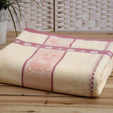 沐凡（mufan）毛巾被纯棉单人双人提花加厚盖毯四季全棉居家毯学生空调毯子 房子小熊豆沙粉 180*220cm