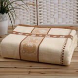 沐凡（mufan）毛巾被纯棉单人双人提花加厚盖毯四季全棉居家毯学生空调毯子 房子小熊咖色 150*200cm