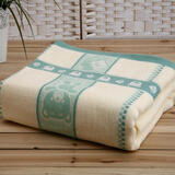 沐凡（mufan）毛巾被纯棉单人双人提花加厚盖毯四季全棉居家毯学生空调毯子 房子小熊绿色 150*200cm