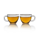 雅集素雅系列小资透明玻璃品茶小茶杯子 功夫茶具配件 耐热品茗杯单杯个人杯 无杯托2个装