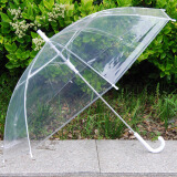 强迪透明伞 成人伞糖果色雨伞 加厚PVC长柄伞 直柄伞 公主伞 手柄加粗 白色(加粗手柄) 伞径93CM