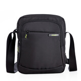 亨得利 商务男包单肩包竖款方形休闲运动牛津布腰包斜挎包 2180黑色