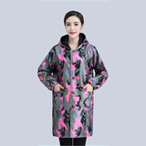 丫击击冬季加绒罩衣防泼水加厚成人男女长款厨房工作服耐脏工作大褂 女款大红卡通90-165斤军 单独衣服