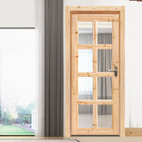 老式实木杉木原木门仿古门窗套装门房间卧室厨房卫生间折叠推拉门 8813B款标门200*80CM不含门套