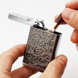 途贺日式便携烟灰缸创意个性潮流时尚环保式随身密封烟灰盒耐热防飞灰日本旅游户外迷你优雅男士口袋小号烟缸 【咖色唐草】环保便携烟灰缸