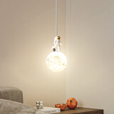 若朗卧室床头吊灯简约创意月球宇航员儿童房灯奶油风客厅背景墙吊线灯 白色 A款10CM 三色变光