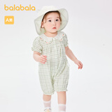 巴拉巴拉宝宝连体衣婴儿哈衣爬服女童夏装甜美时尚新颖精致气质萌 白绿色调00414 66cm