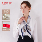 上海故事（STORY Of SHANGHAI）真丝丝巾女春桑蚕丝绸围巾大方巾妈妈生日礼物  海盗船蓝