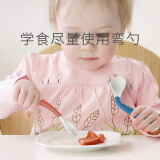 babycare宝宝辅食勺 儿童餐具训练可弯头勺叉 儿童勺子套装（2个装） 2108尼加拉蓝