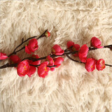 花艺赫家饰  仿真梅花枝假花摆件绢花腊梅干花桃花客厅摆设花束中式家居装饰 70cm玫红色中式梅花【5支】