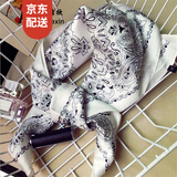 安妮洁欣 丝巾女新款时尚简约撞色百搭复古小方巾女雪纺围巾职业领巾