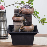 春色福村客厅小型流水喷泉循环水招财风水轮桌面装饰办公室生财风水球摆件 步步高升【382】带水晶球