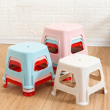 HOUYA塑料矮凳子两个装方凳高凳加厚耐磨家用餐椅浴室凳可叠加