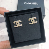 香奈儿（Chanel）耳钉双c 满钻双c 经典百搭款女生高级感礼物520礼物 小珍珠镶钻耳钉