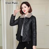 宗纯   海宁皮衣真皮羽绒服女短款绵羊皮水貂领宽松加厚外套秋冬新款显瘦百搭chic时尚真皮上衣潮 黑色 M