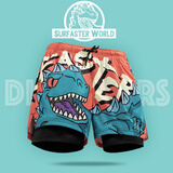 速浪泡温泉泳裤男生沙滩裤双层海边冲浪防晒水上乐园泳衣 侏罗纪 XL