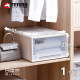 TENMA日本天马收纳箱桌面透明抽屉收纳盒组合抽屉式收纳柜储物整理箱柜 F3923卡其色(39*53*23cm) 进口