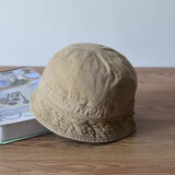 小众水洗渔夫帽子女日系短檐水桶帽适合短发显脸小复古圆顶盆帽 卡其色 M 55-58cm