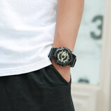 佰时顿手表男学生运动防水青少年多功能夜光户外男女中学生双显电子手表 男款金黑