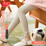 浪莎女童打底裤春秋薄款白色外穿儿童裤子公主可爱蕾丝学生长裤