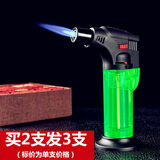 顶辉买2送1防风打火机充气直冲点艾灸雪茄喷枪气体点火器焊枪火机 绿色单支装(买2件发3支)
