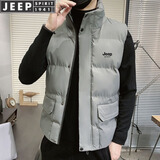 JEEP SPIRIT吉普马甲男外套男士秋冬季坎肩无袖棉衣纯色休闲立领学生户外服装 灰色 3XL (155斤-170斤)