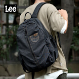 LEE潮牌双肩包男大容量通勤背包大学生电脑包高中初中生书包女旅行包 黑色（牛仔布）