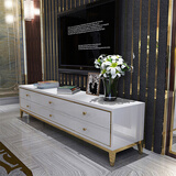 思轩家具（CI XUAN FURNITURE）电视柜茶几客厅组合套装家用大理石现代简约轻奢地柜新款 大理石电视柜白色 2.4*0.4*0.5