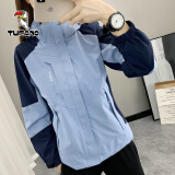 啄木鸟冲锋衣外套女春秋冬季三合一可拆卸防风防水定制潮牌新款登山风衣 女款蓝色单外套 M