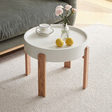 全友（QUANU）【迷瞪直播间】125023小日子 奶油风家用客厅阳台网红圆形小茶几 高圆茶几